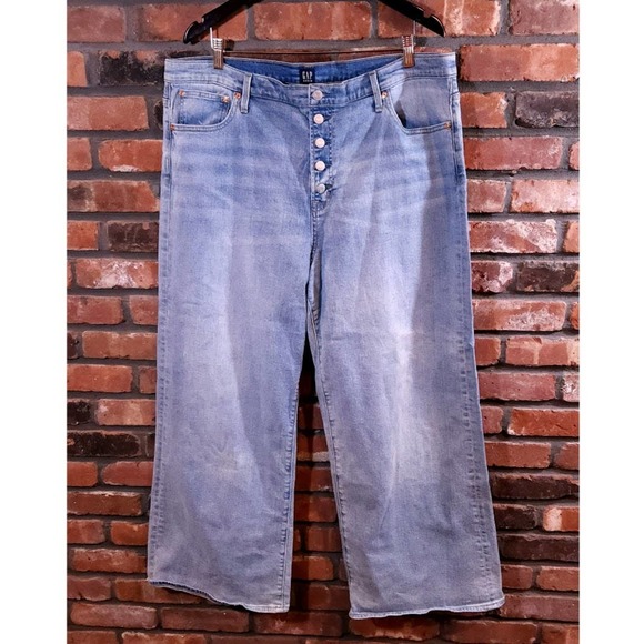 Gap Wide Leg High Rise Light Indigo Button-fly Jeans Retro Casual Women's 35 - Picture 1 of 6